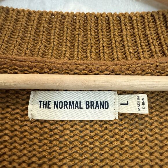 The Normal Brand Sweater Arlo V-neck Maple Glaze Button Cuff Women’s L - Picture 3 of 11